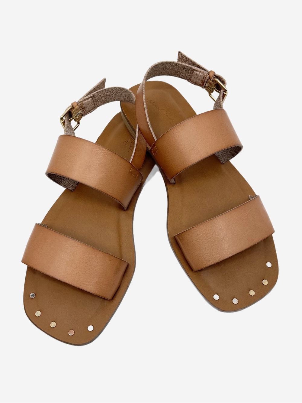 Universal Thread Tan Brown Vegan Leather Studded Flat Sandals Size 7